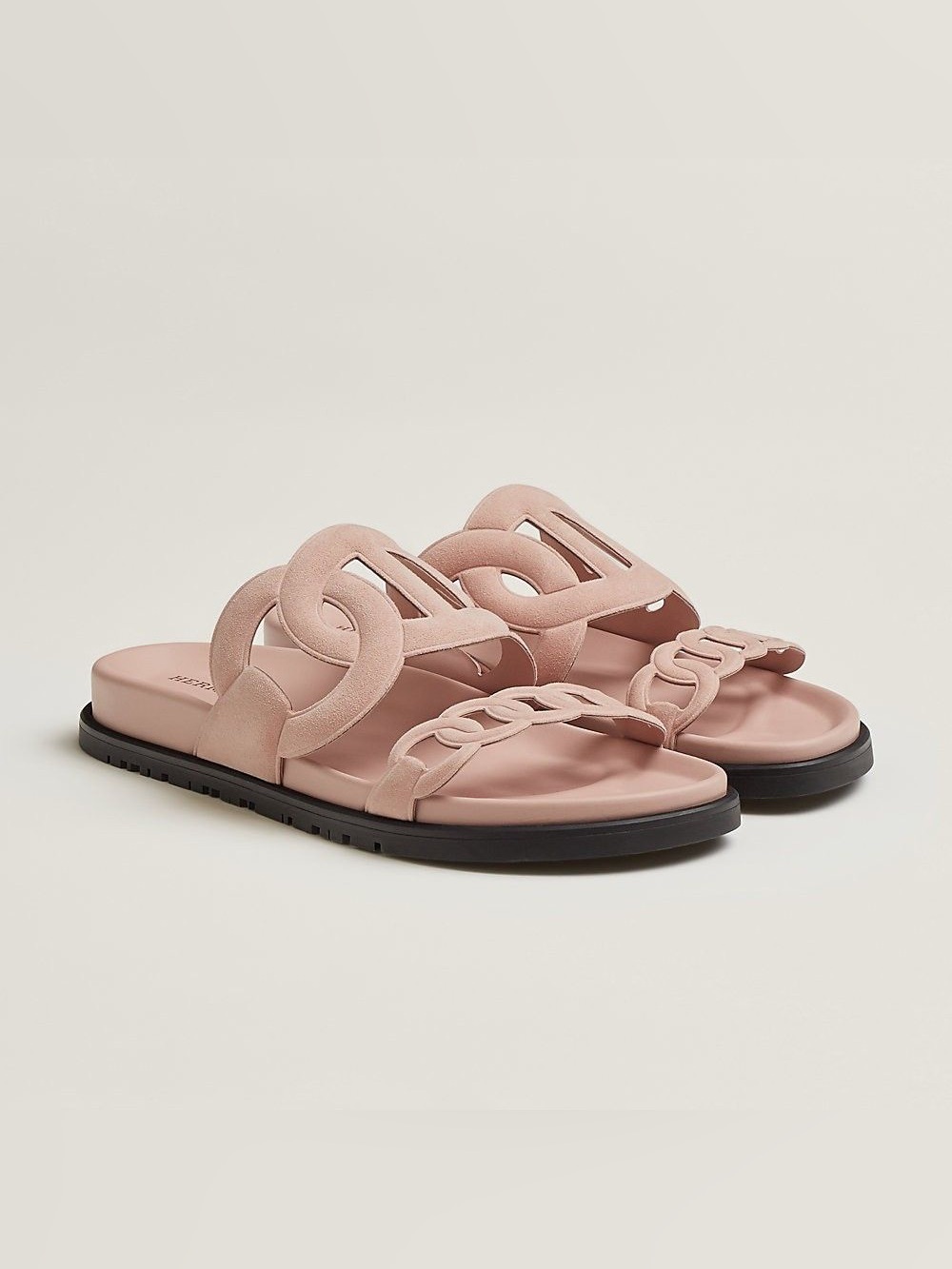 Hermes extra sandals in pink blush suede size 38